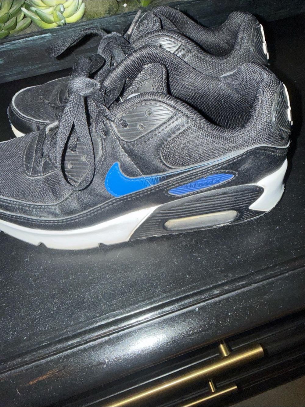 Nike Kids Black Sneakers with Blue Swoosh